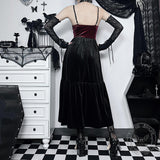Gothic Two-tone Lace Velvet Slip Dress