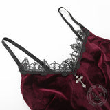 Gothic Two-tone Lace Velvet Slip Dress