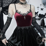 Gothic Two-tone Lace Velvet Slip Dress