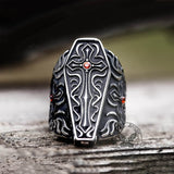 Gothic Vampire Coffin Stainless Steel Cross Ring