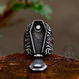Gothic Vampire Coffin Stainless Steel Cross Ring