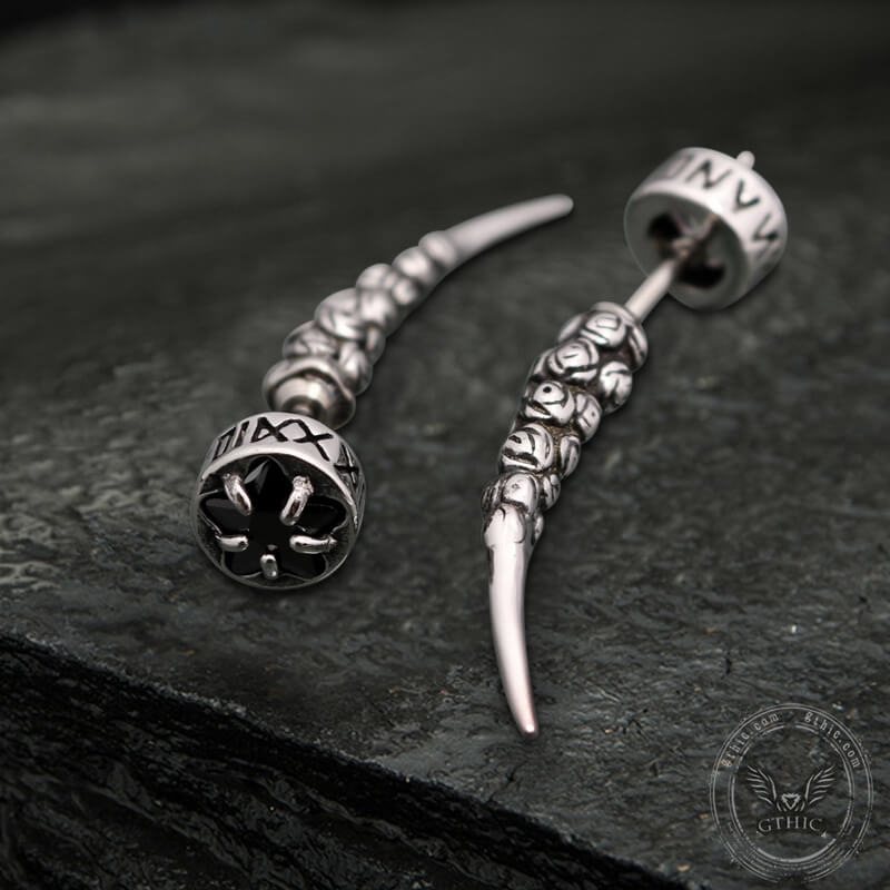 Gothic Wolf Fangs Stainless Steel Stud Earrings