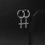 Great Wall Pattern Cross Stainless Steel Hoop Earrings