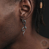 Green Eye Snake Stainless Steel Drop Earrings