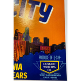 Groovy 1960s Big City Bartlett Pears Crate Label from West Sacramento