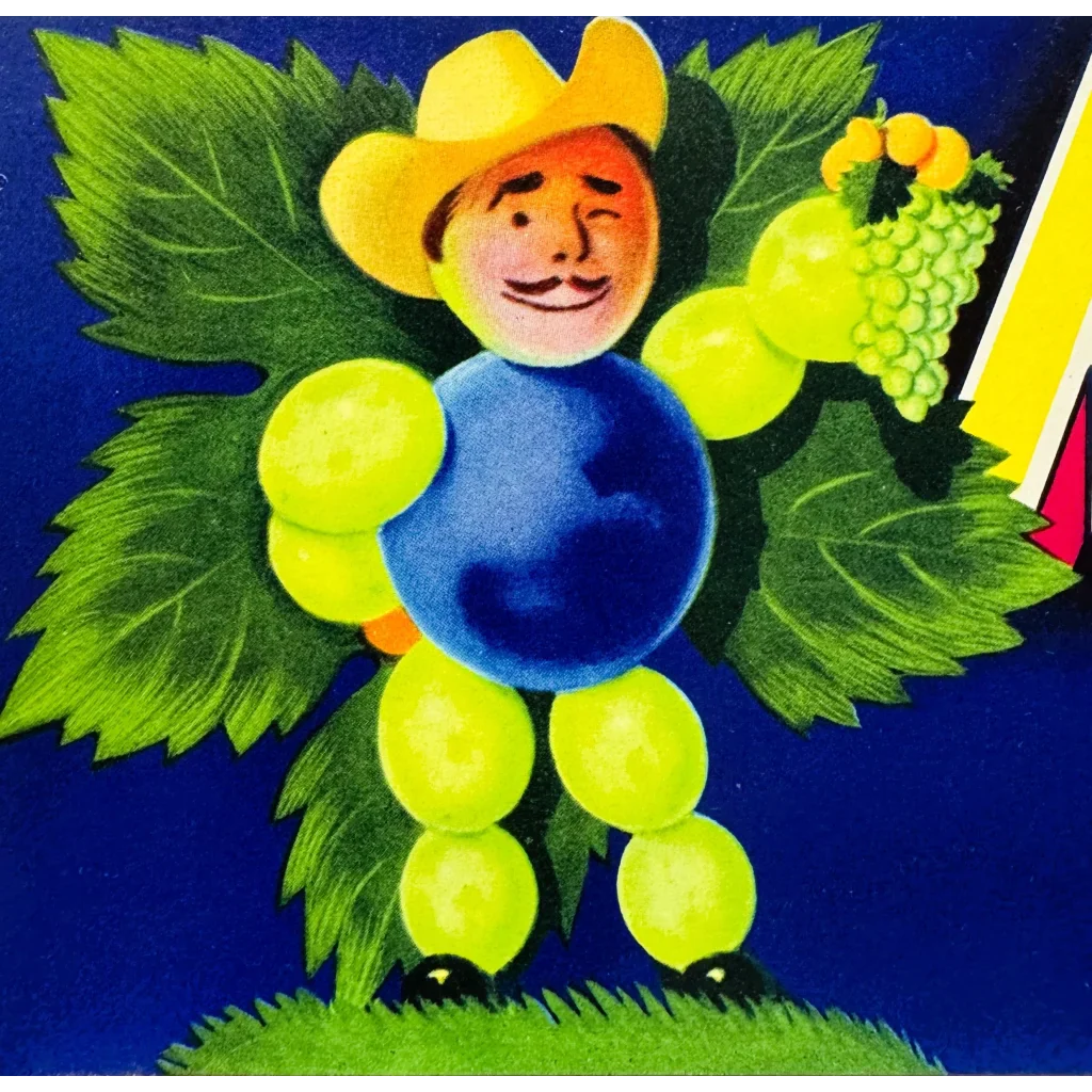 Groovy 1960s Mr. Grape Crate Label by Richard Bagdasarian
