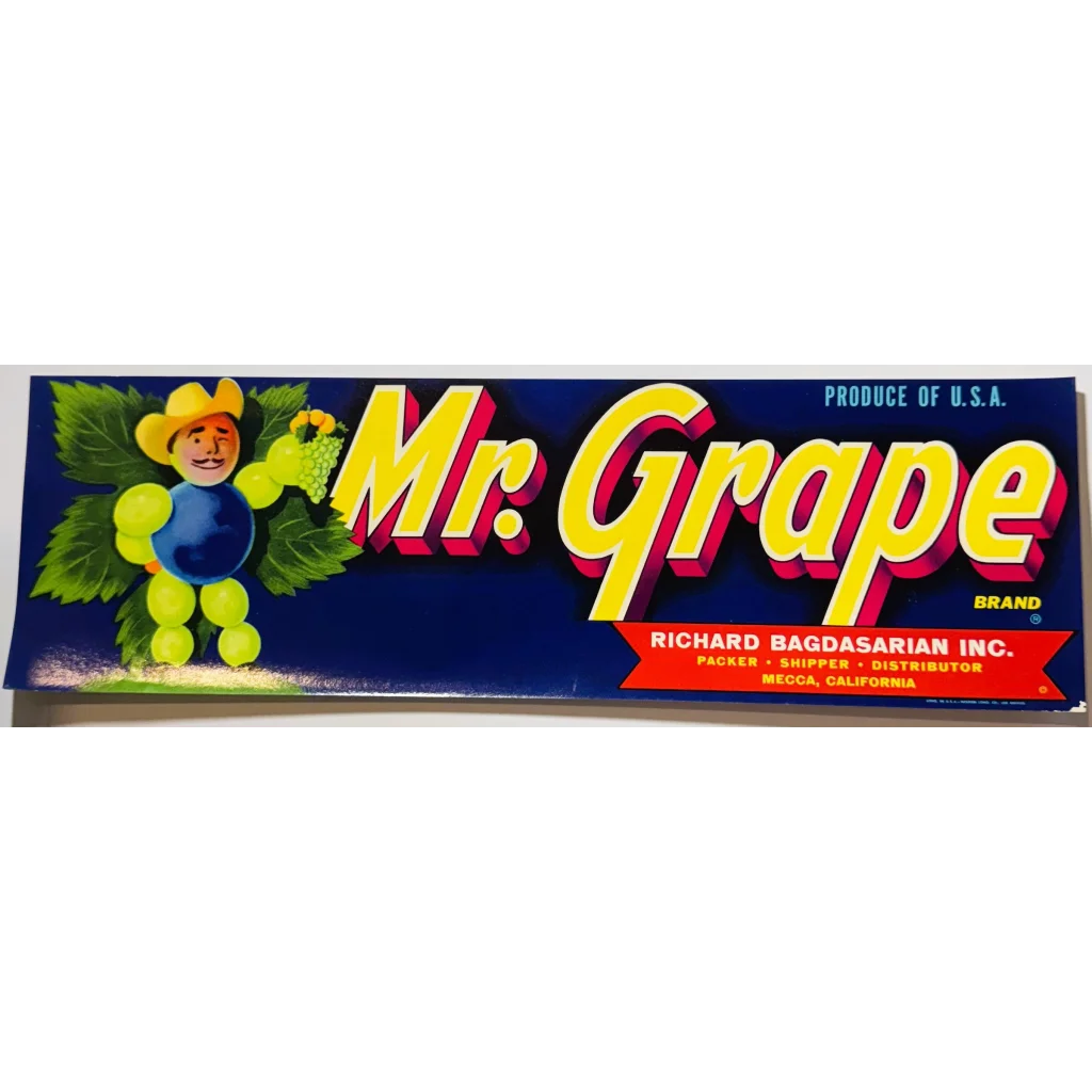 Groovy 1960s Mr. Grape Crate Label by Richard Bagdasarian