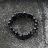 Vintage Woven Leather Stainless Steel Skull Bracelet