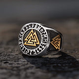 Runes Valknut Triangle Stainless Steel Viking Ring