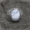 Vintage Pattern Gem Stainless Steel Ring