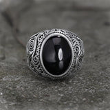 Vintage Pattern Gem Stainless Steel Ring