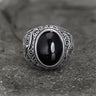Vintage Pattern Gem Stainless Steel Ring
