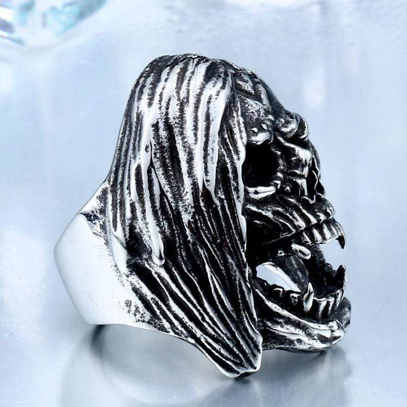Exaggerated 316L Stainless Steel Skull Ring