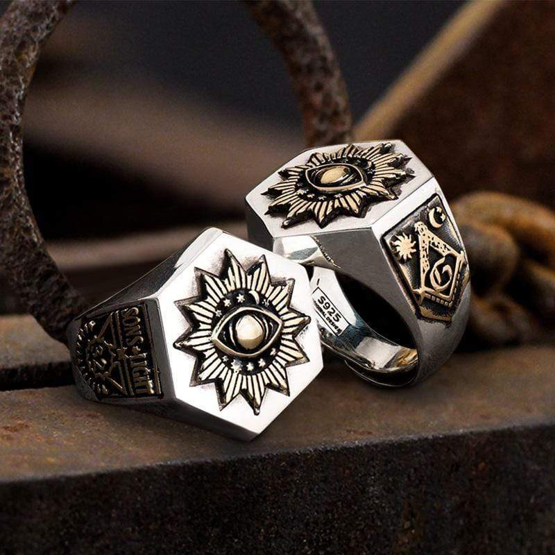 Eye of the Universe Stainless Steel Masonic Ring