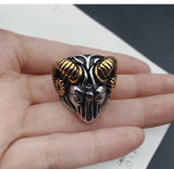 Golden Horn Goat Stainless Steel Beast Ring