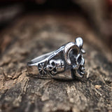 Horned Goat Devil Skull Ring