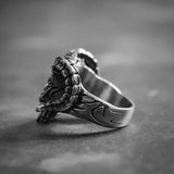 Horned Hell Demon Skull Ring