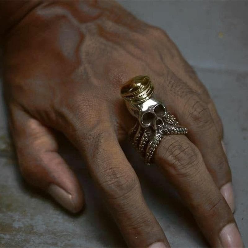 Octopus Captain Tentacle  Stainless Steel Skull Ring