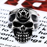 Pentacle Stainless Steel Skull Ring