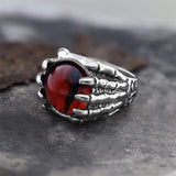 Dragon Eye Stainless Steel Skull Claw Ring