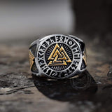 Runes Valknut Triangle Stainless Steel Viking Ring
