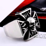 Scream Iron Skeleton Stainless Steel Cross Skull Ring