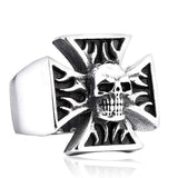 Scream Iron Skeleton Stainless Steel Cross Skull Ring