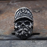 Navy Captain Stainless Steel Skull Ring