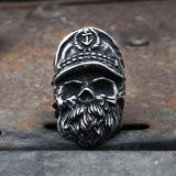 Navy Captain Stainless Steel Skull Ring