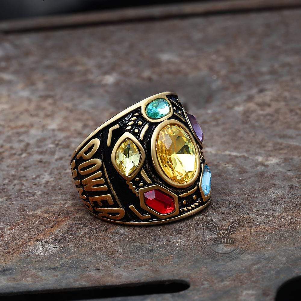 Thanos Infinity Gems Stainless Steel Acrylic Ring