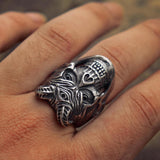 Three Eyed Demon Stainless Steel Skull Ring