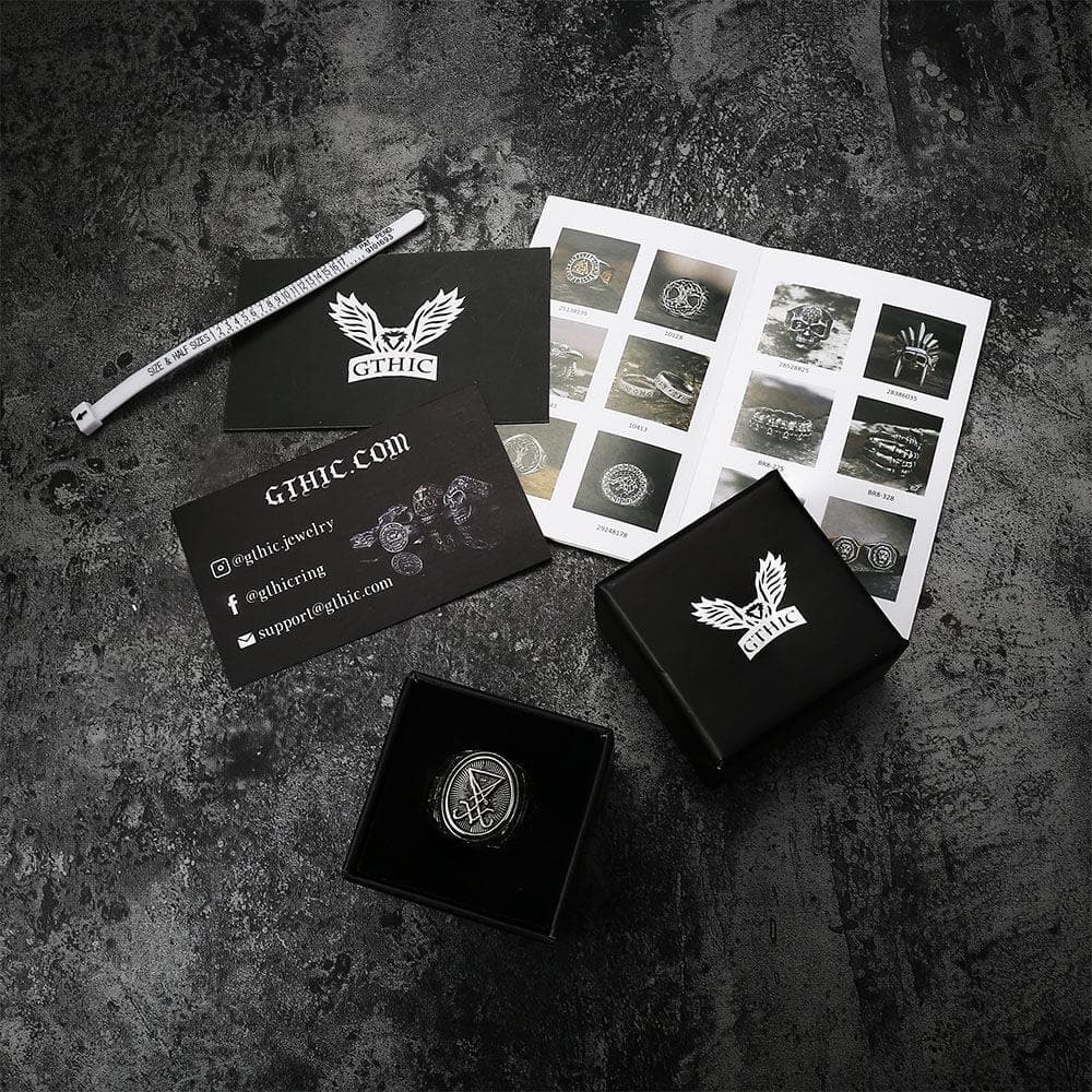 Anillo de acero inoxidable con el sello de Lucifer de GTHIC