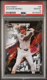 Tarjeta de béisbol Jackson Merrill #96 Rookie RC, clasificada como Topps Finest 2024, PSA 10 Gem Mint