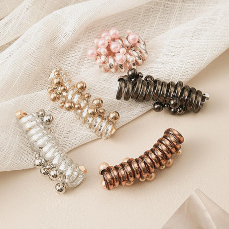 Berlun 5PCS Colored Beads Hair Ties For Women Spiral Hair Ties Coil Hair Ties Hair Bands for Womens Hair Plastic Hair Ties Kitsch Spiral Phone Cord Hair SP-1 - Lootquake