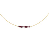 Dainty Beaded Garnet Bar NecklaceJanuary Birthstone Gift Necklace18K Gold Plated Delicate Handmade Faceted Garnet Stone Beads Bar Boho Necklaces for Women - Lootquake