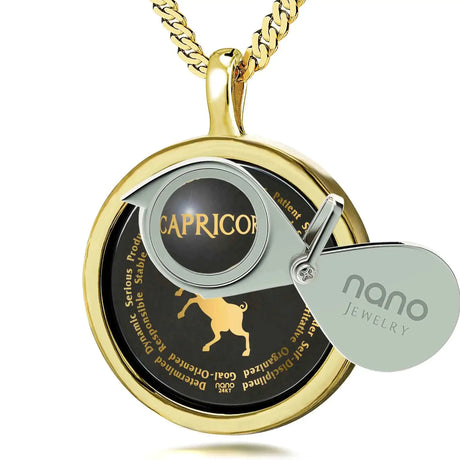 Capricorn Necklaces for Lovers of the Zodiac 24k Gold Inscribed - Lootquake
