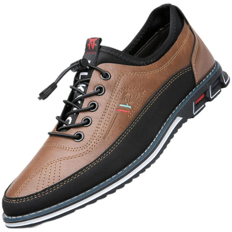 Mens Leather Loafers Business Dress Shoes Casual Oxfords Lace-Up Lightweight Walking Shoes Derby Shoes Comfortable Brown - Lootquake