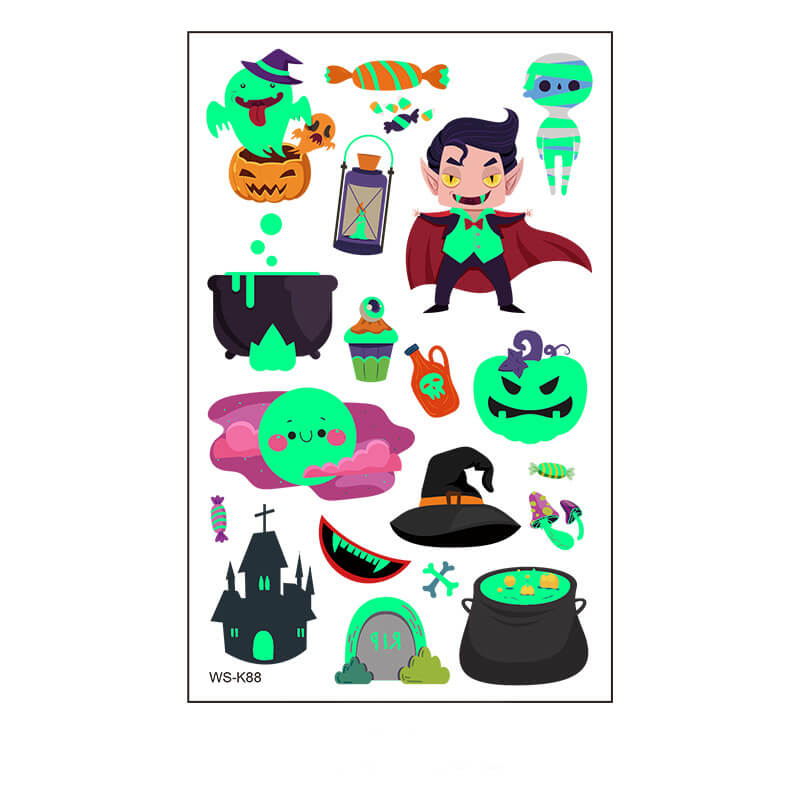 Halloween Cartoon Luminous Waterproof Tattoo Stickers