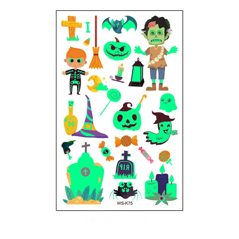 Halloween Cartoon Luminous Waterproof Tattoo Stickers