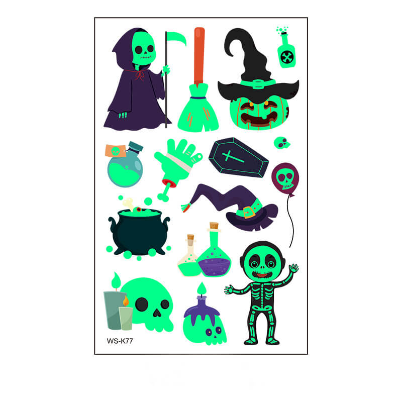 Halloween Cartoon Luminous Waterproof Tattoo Stickers