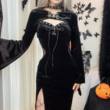 Halloween Flare Sleeve Hooded Dress Set