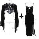 Halloween Flare Sleeve Hooded Dress Set