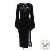Halloween Flare Sleeve Hooded Dress Set