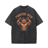 Halloween Pumpkin Iron Vintage Washed T-shirt