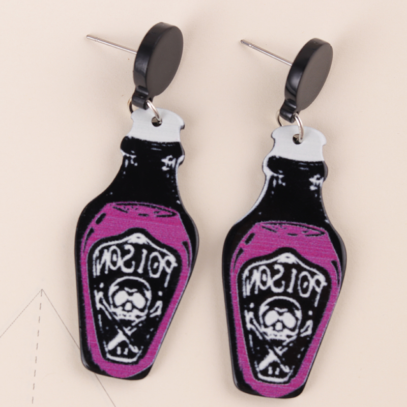 Pendientes de calavera acrílica con manos de esqueleto para Halloween