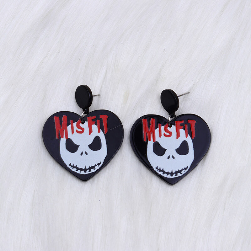 Pendientes de calavera acrílica con manos de esqueleto para Halloween
