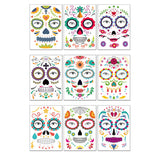 Halloween Sugar Skull Face Makeup Temporary Tattoo Stickers