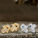 Hamsa Hand Brass Zircon Stud Earrings
