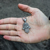 Hamsa Hand Evil Eye Pure Tin Necklace