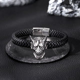 Hannya Oni Stainless Steel Leather Bracelet